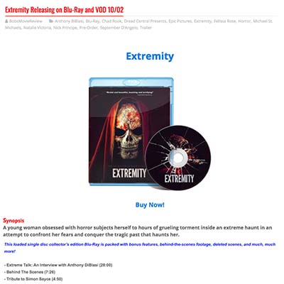Extremity Releasing on Blu-Ray and VOD 10/02